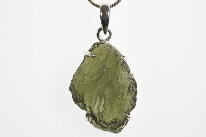Green Moldavite Tektite Pendant ( g) - Czech Republic #329415